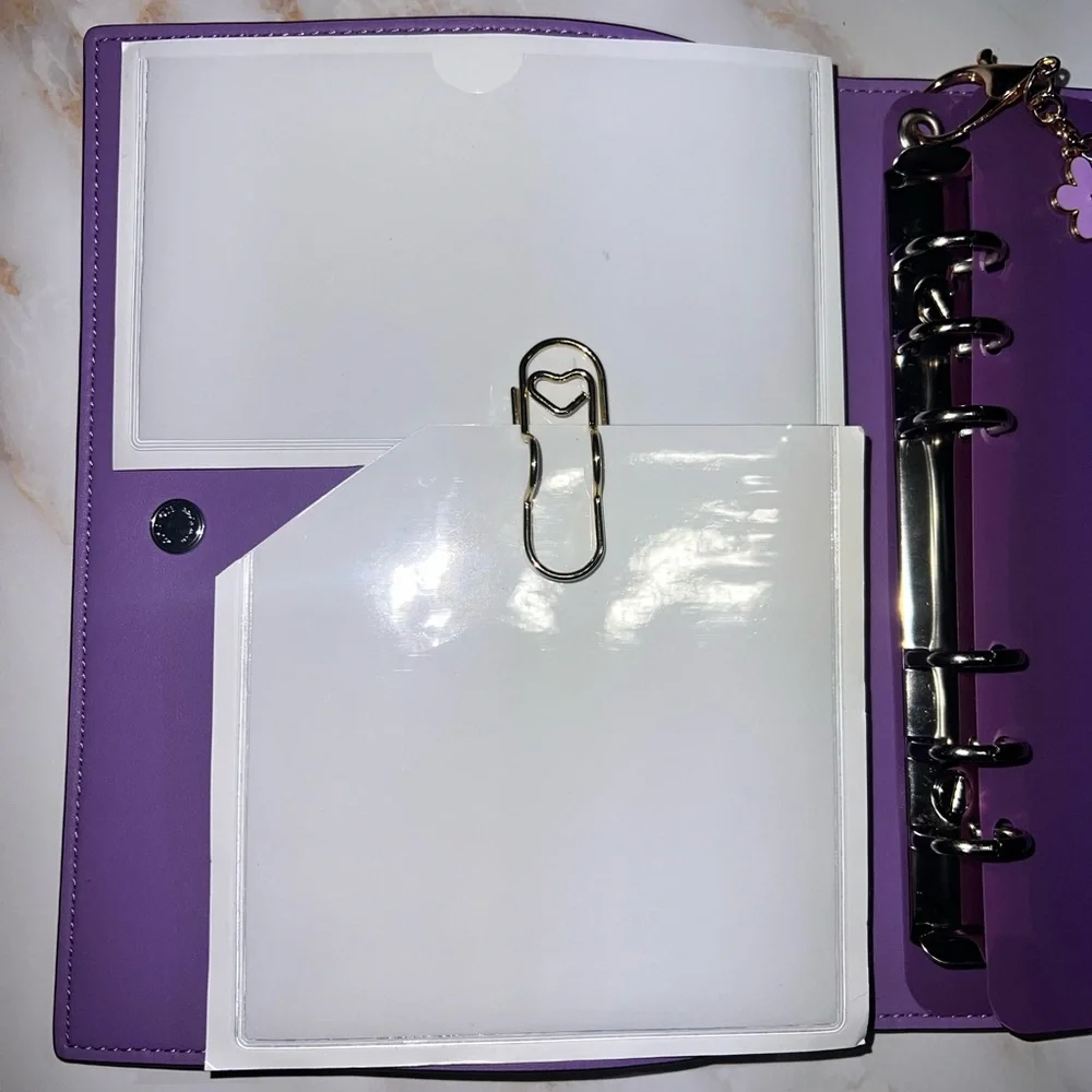 COACH NOTEBOOK Binder Adapter Insert and Pockets | Clear/Purple/Silver - Picture 4 of 4